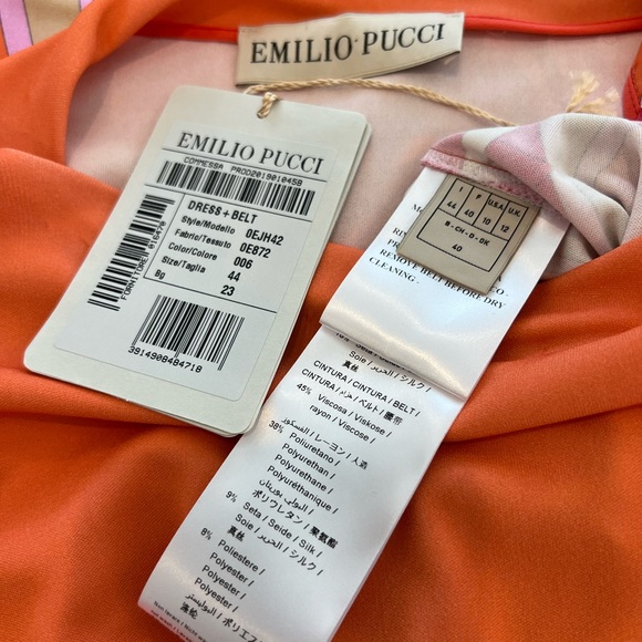 EMILIO PUCCI ORANGE FLORAL PRINT DRESS MODEL OEJH42 SIZE IT 44 / US 10 NWTS! - Picture 15 of 17